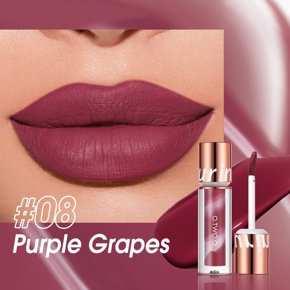 Matte Lipstick: Waterproof, Lip Gloss Cosmetics, Non-Stick Cup, Long Lasting - Makeup for Women, Lip Ink Lip Tint 08 Purple Grapes / CHINA