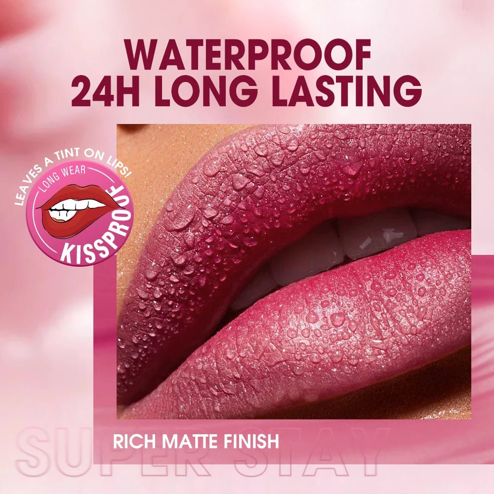 Matte Lipstick: Waterproof, Lip Gloss Cosmetics, Non-Stick Cup, Long Lasting - Makeup for Women, Lip Ink Lip Tint