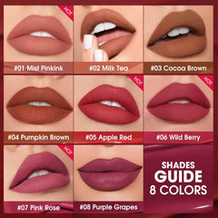Matte Lipstick: Waterproof, Lip Gloss Cosmetics, Non-Stick Cup, Long Lasting - Makeup for Women, Lip Ink Lip Tint