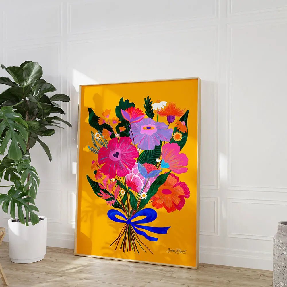 Maximalist Art Poster: Pink Floral Wall Art Canvas for Modern Living Room and Bedroom Decor