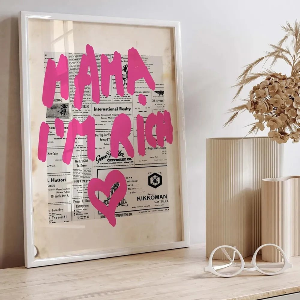 Maximalist Love Quote Canvas: 'More Amor Por Favor' - Colorful Pink Wall Art AHP0304-12 / 20x30cm No Frame