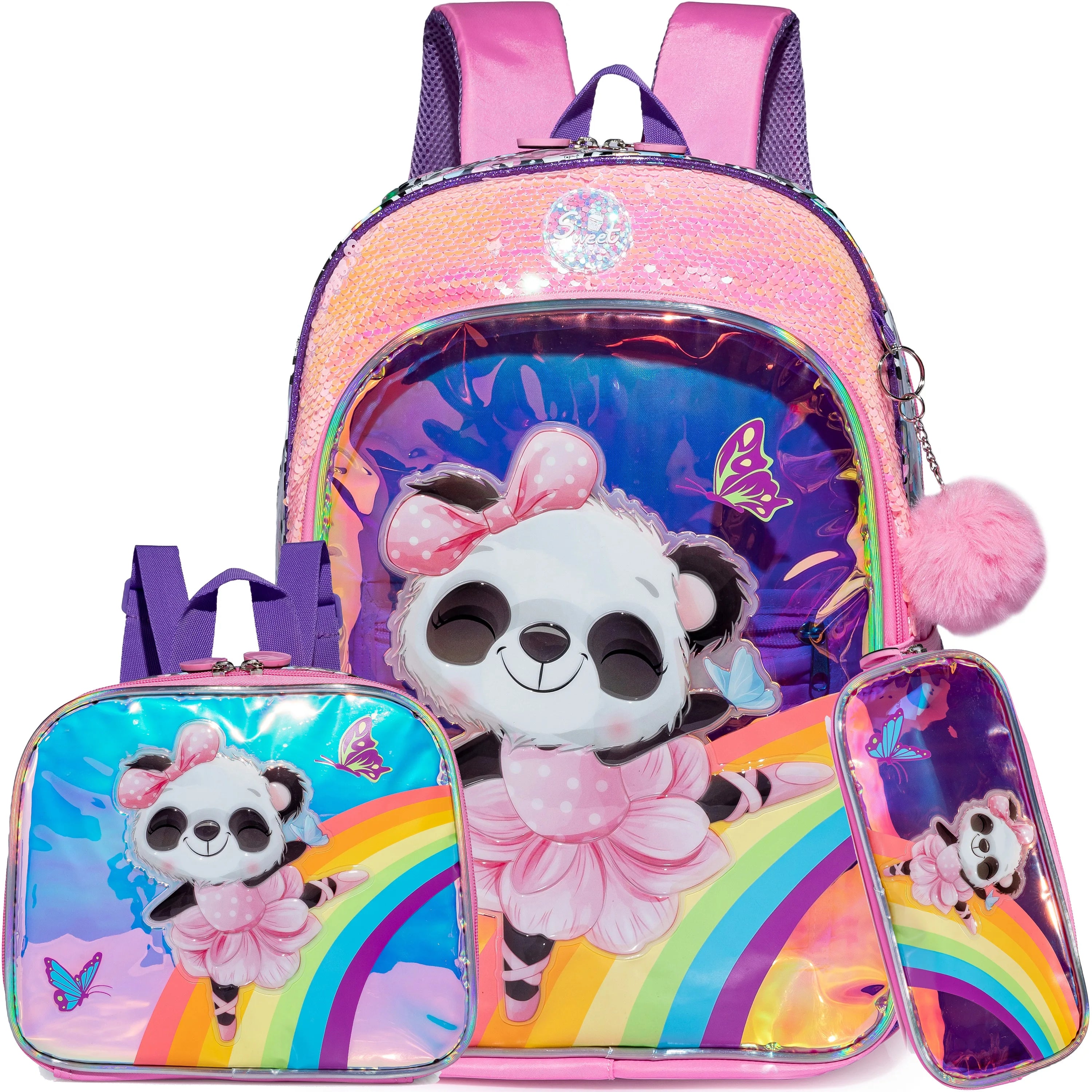 Meetbelify Girls' Backpack Set - Full Size School Bookbag with Lunch Box, Ideal for Elementary Students and Travel Pink