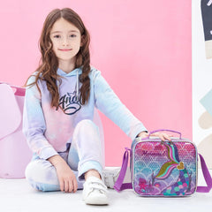 Meetbelify Mermaid Backpack Set for Girls - School Bag with Lunch Box, Ideal for Elementary Students (Ages 5-8)