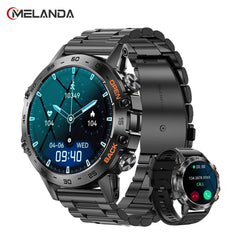 MELANDA Steel 1.39" Bluetooth Smartwatch for Men: Sports, Fitness, IP68 Waterproof - K52