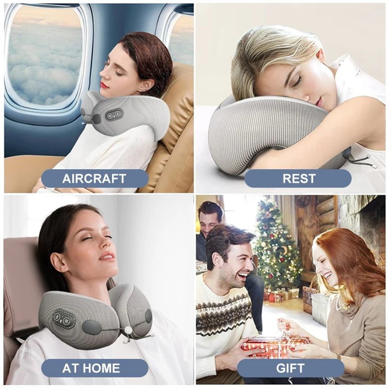 Memory Foam Portable U-Shaped Heated Massage Travel Pillow