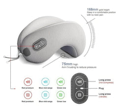 Memory Foam Portable U-Shaped Heated Massage Travel Pillow