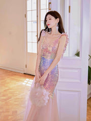 Mermaid Sequin V-Neck Tulle Dress