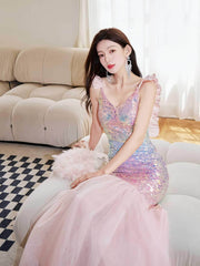 Mermaid Sequin V-Neck Tulle Dress