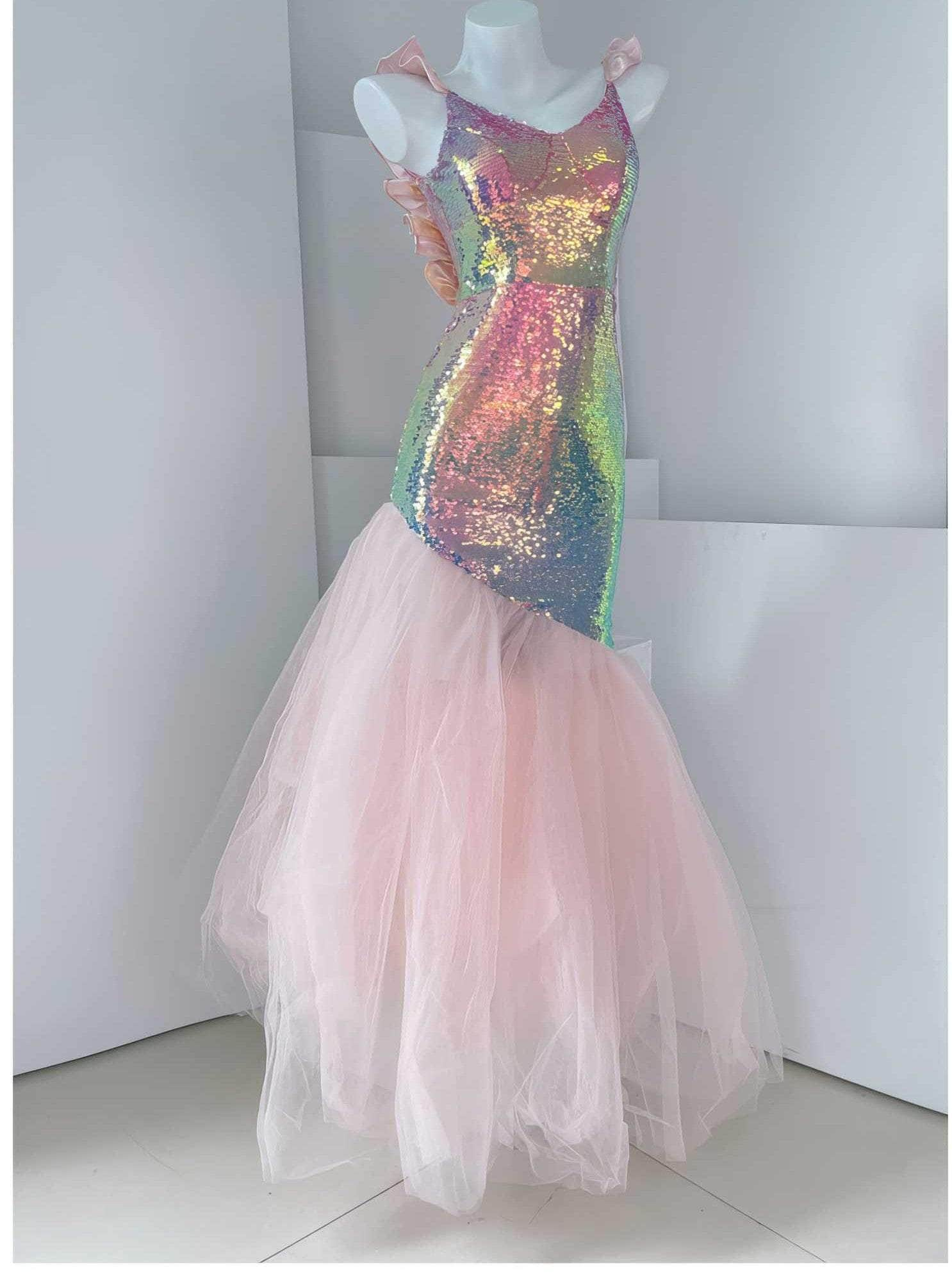 Mermaid Sequin V-Neck Tulle Dress