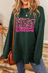 MERRY CHRISTMAS Round Neck Sweatshirt Black Forest / S