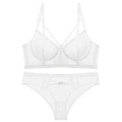 Mesh Embroidered Bra Panty Set UK 32A-32D / White