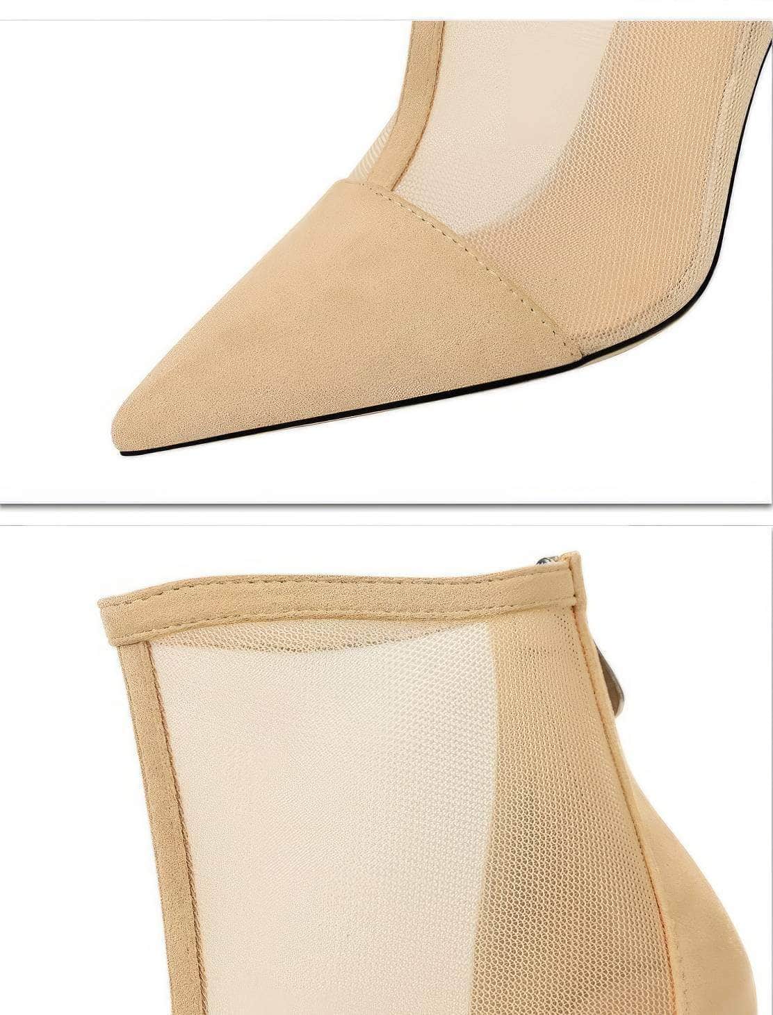 Mesh Pointy Toe Ankle Boots Stiletto Heels