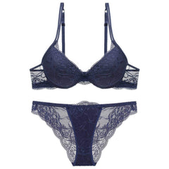 Mesh Scalloped Lace Detailed Double Strap Panty Set