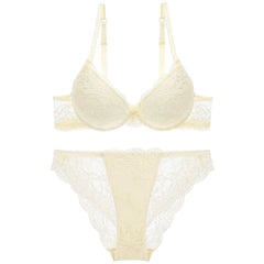 Mesh Scalloped Lace Detailed Double Strap Panty Set 70A / Ivory