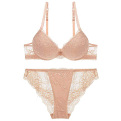 Mesh Scalloped Lace Detailed Double Strap Panty Set 70A / PeachPuff
