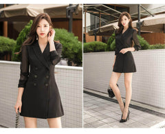 Mesh Sleeves Double Breasted Mini Blazer Dress