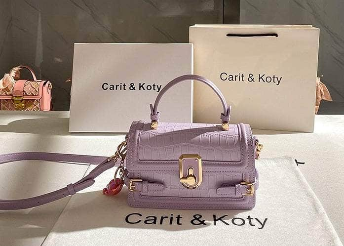 Metal Deco Croc Embossed Candy Color Bag Purple