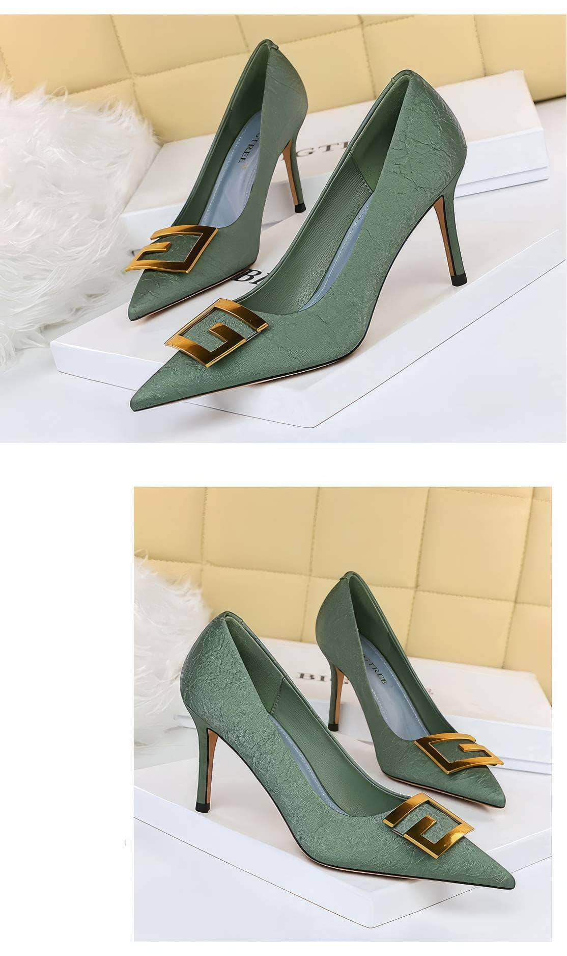 Metal Embossed Croc Skin Banquet Heels