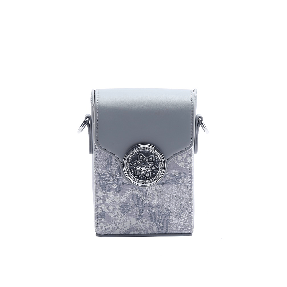 Metal Flower Accented Mini Pouch Messenger Bag