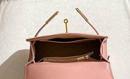 Metal Lock Geometric Canvas Top Handle Bag