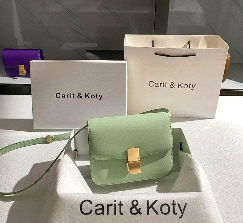 Metal Lock Statement Mini Square Crossbody Bag Small / Green