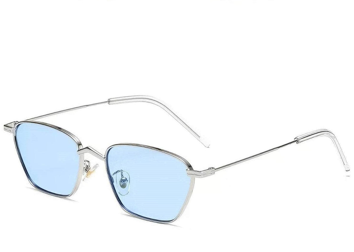 Metal Square Eyewear Blue/Silver / Resin