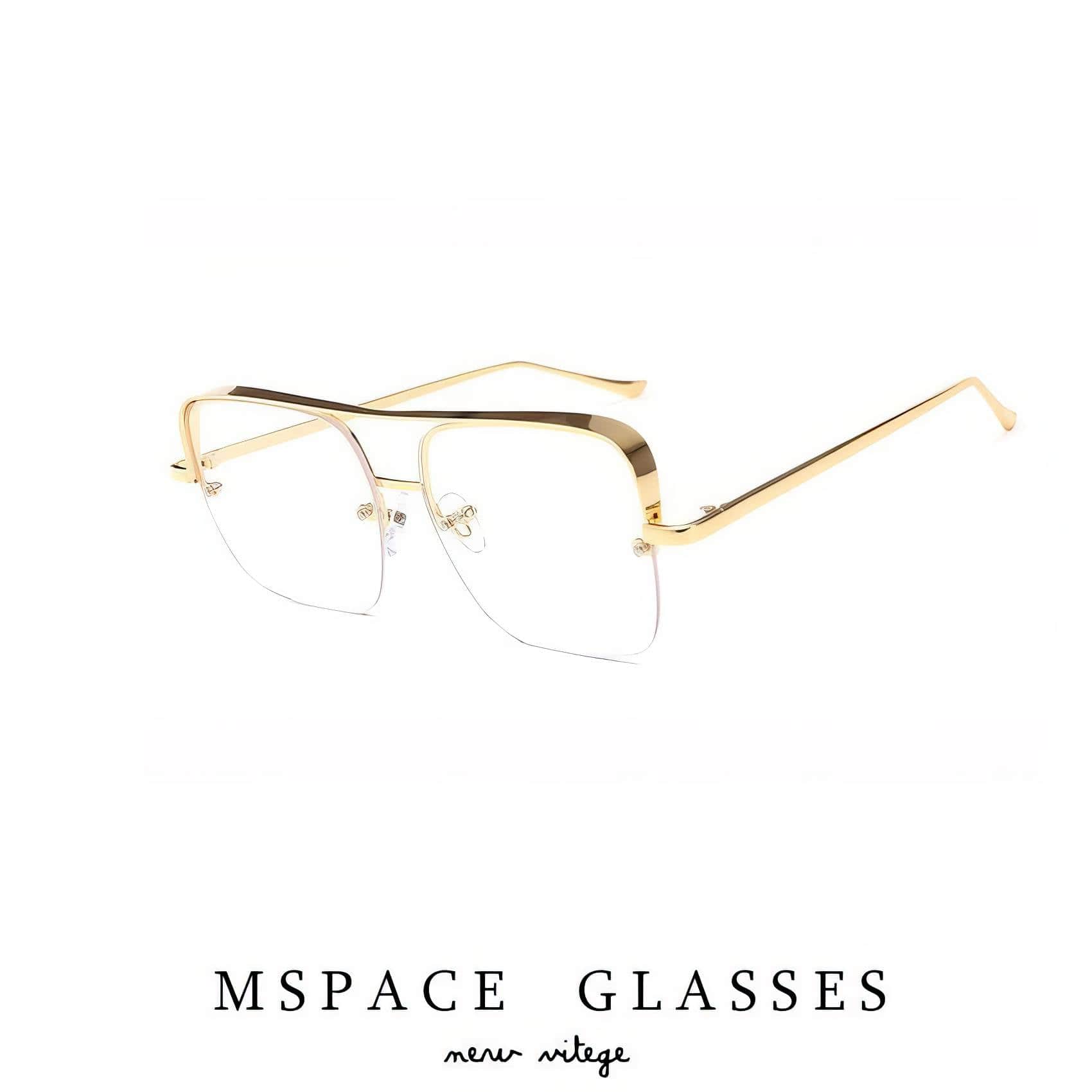 Metal Square Half Frame Sunglasses