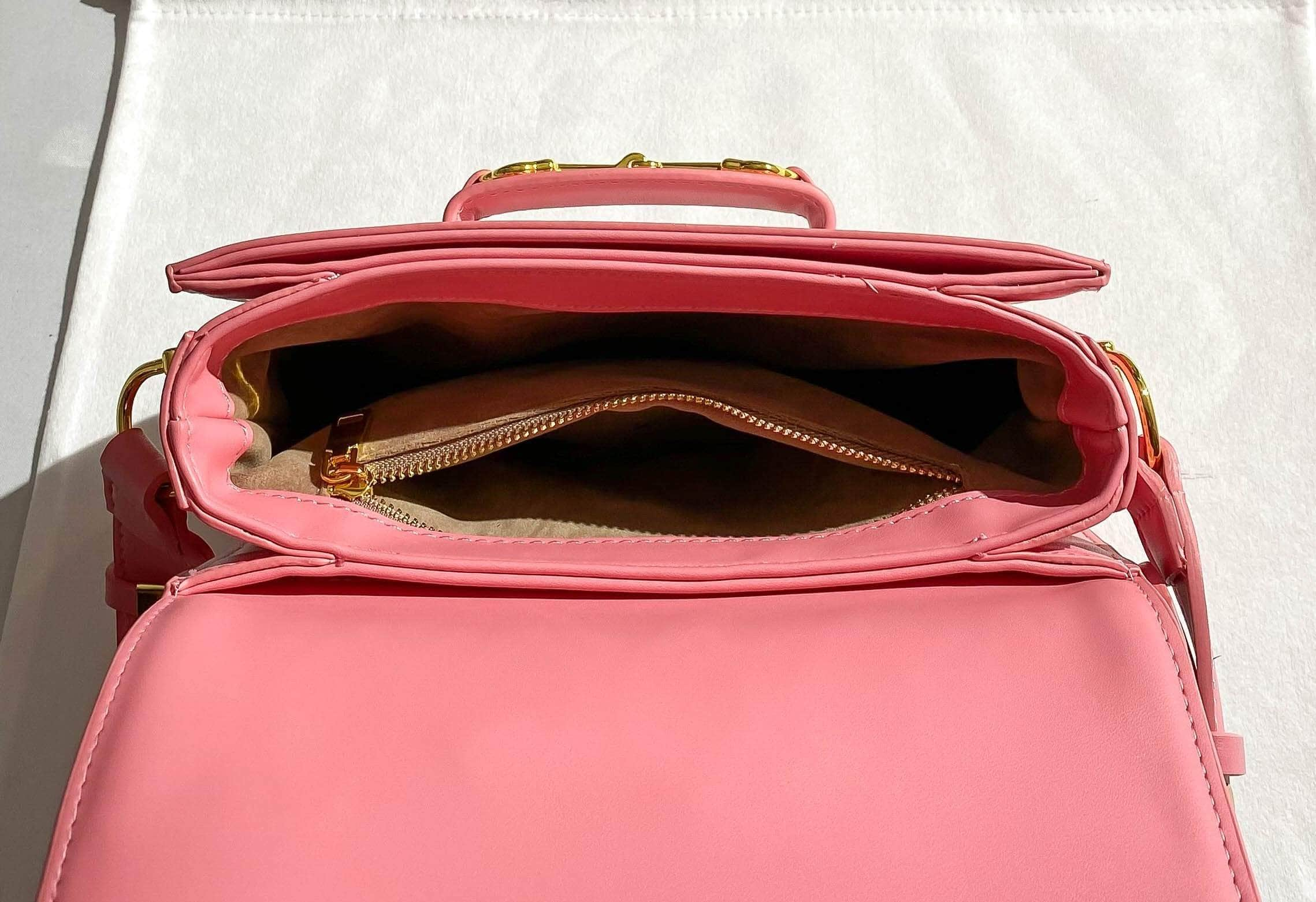 Metallic Detail Two-Tone Pink Shoulder Bag