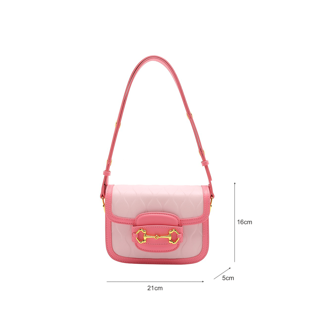 Metallic Detail Two-Tone Pink Shoulder Bag