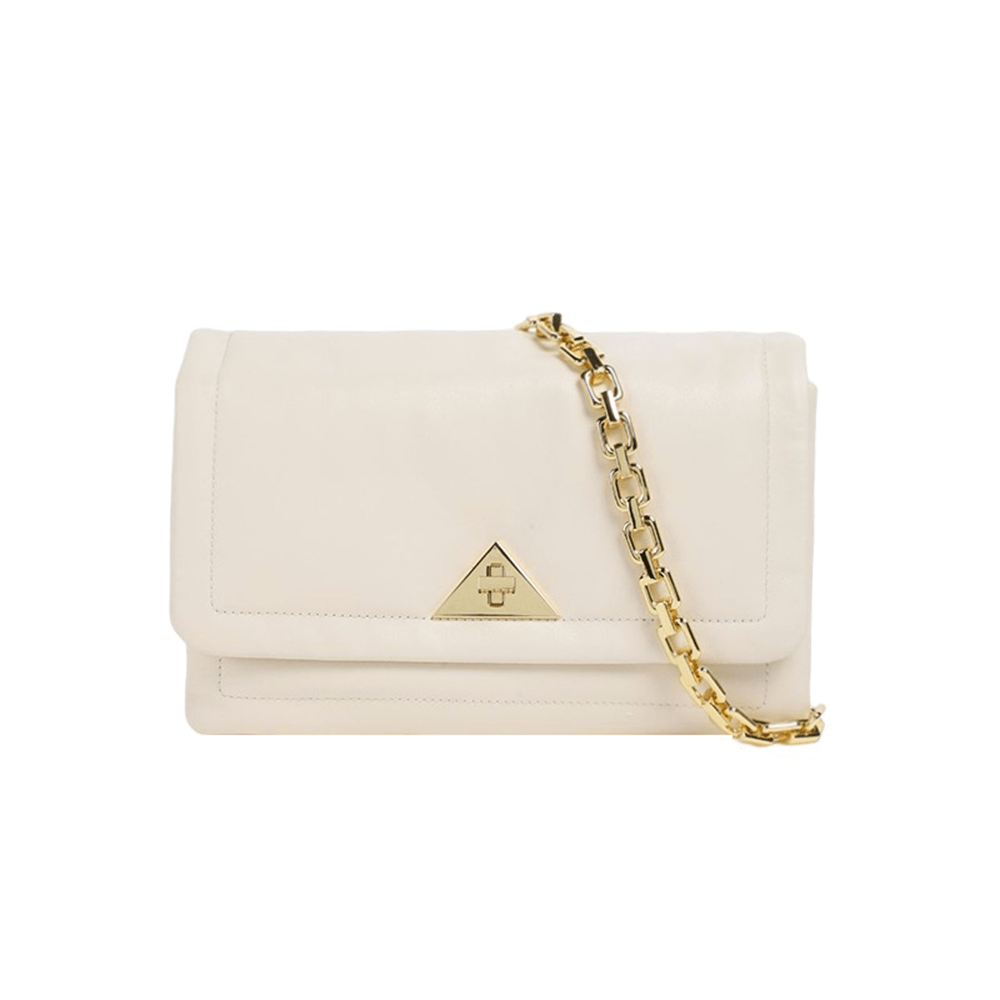 Metallic Embellished Crossbody Bag with Chain Strap Detail White