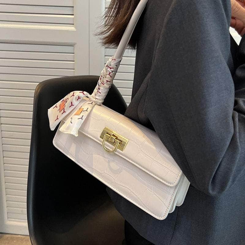 Metallic Flap-Adorned Baguette Bag