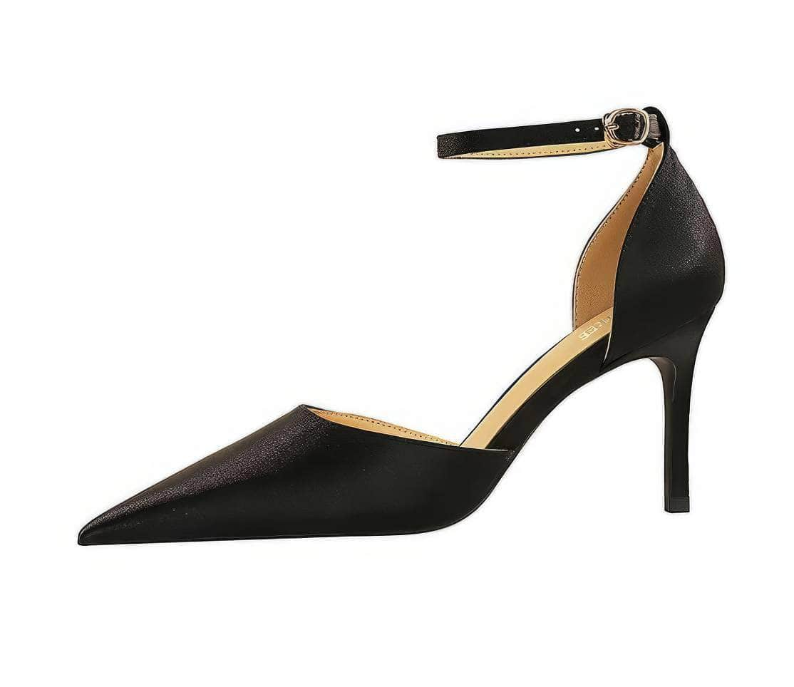 Metallic Sheen Pointed Toe Ankle Strap Shoes