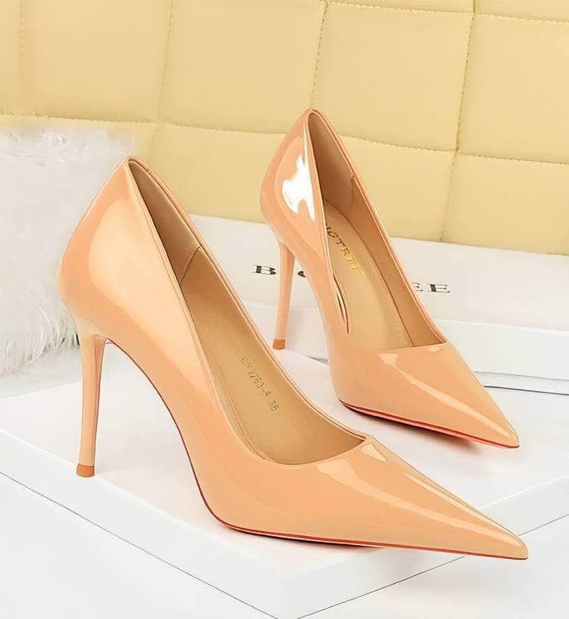 Metallic Shiny Pointy Toe Stiletto Heels