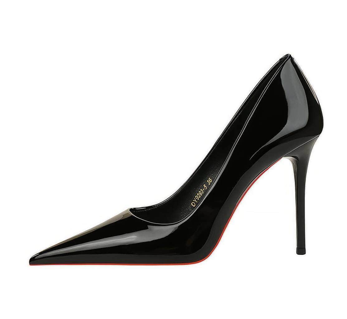 Metallic Shiny Pointy Toe Stiletto Heels EU 33 / Black / 9.5CM