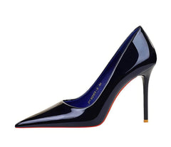 Metallic Shiny Pointy Toe Stiletto Heels EU 33 / Navy / 9.5CM