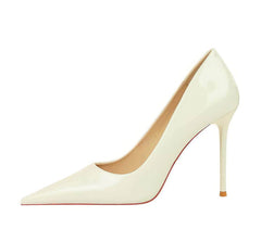 Metallic Shiny Pointy Toe Stiletto Heels EU 33 / White / 9.5CM