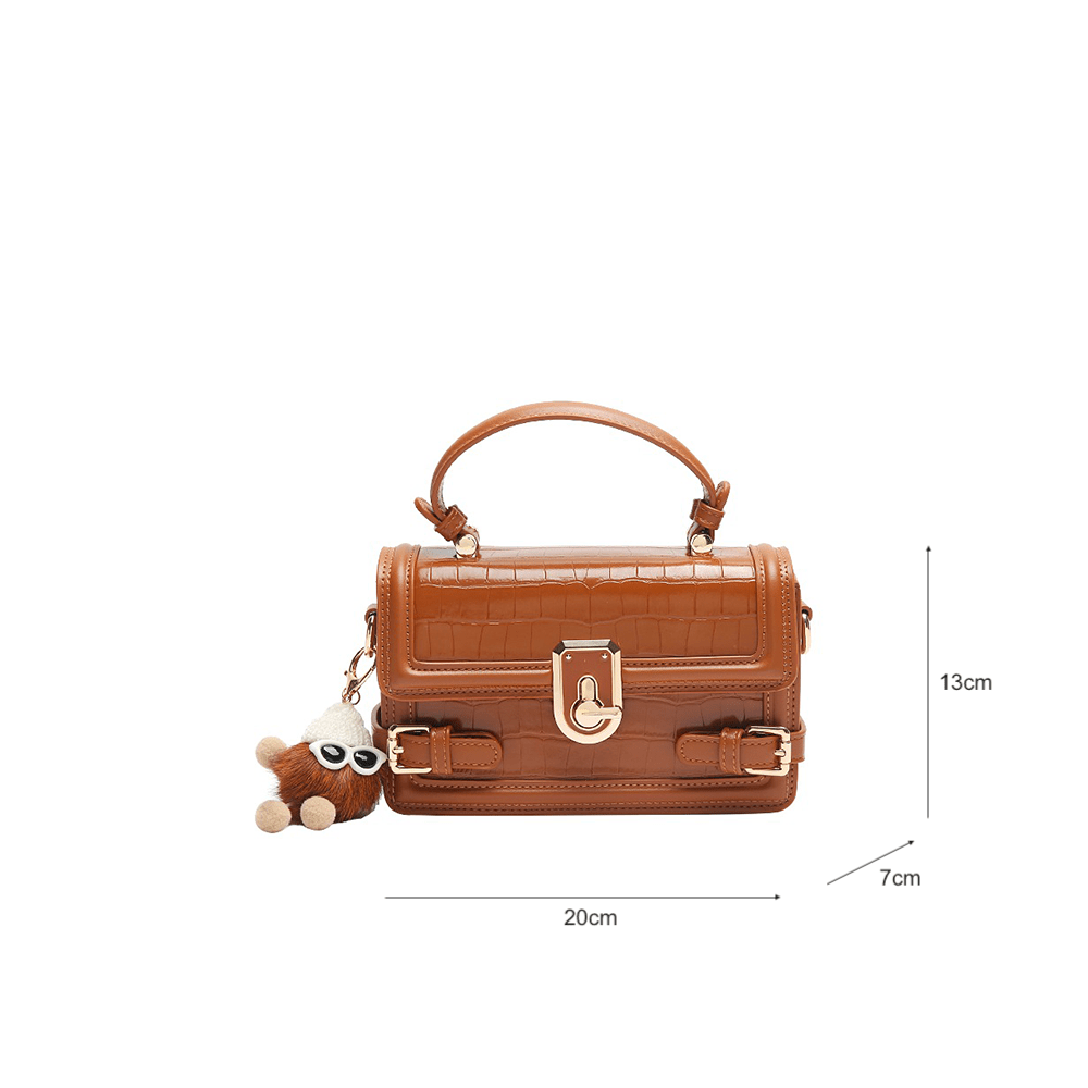 Mini Croc Shoulder Leather Flap Top Handle Bag