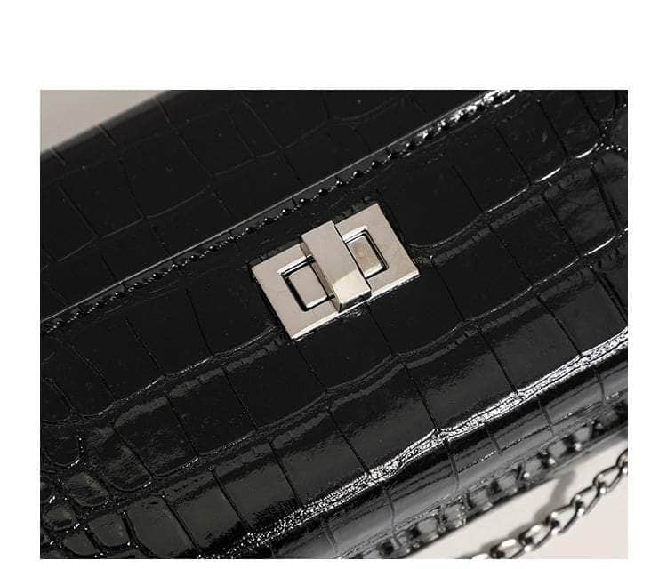 Mini Crocodile Embossed Crossbody Handbag with Buckle Twist