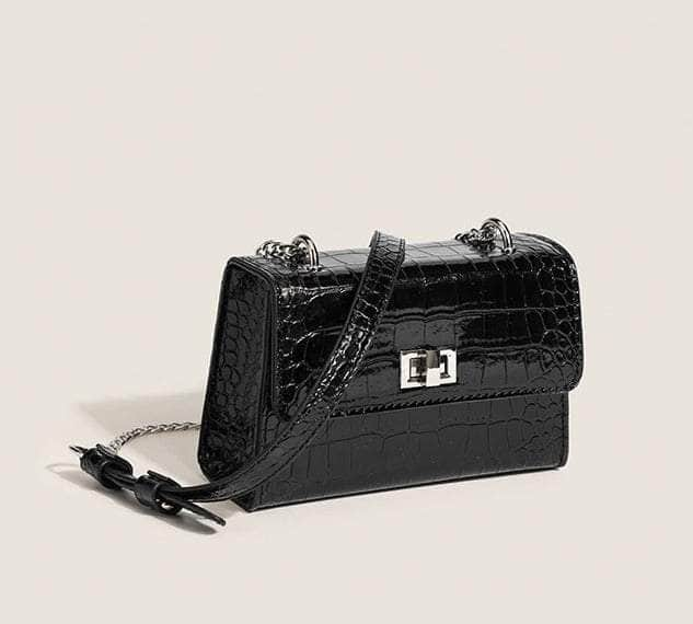 Mini Crocodile Embossed Crossbody Handbag with Buckle Twist