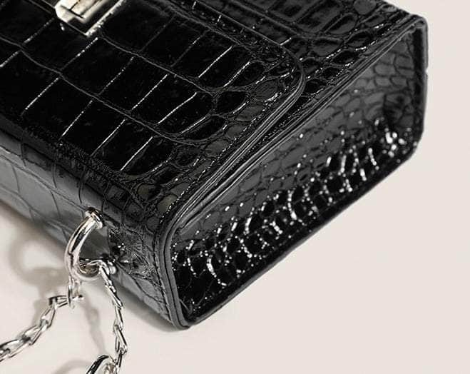 Mini Crocodile Embossed Crossbody Handbag with Buckle Twist