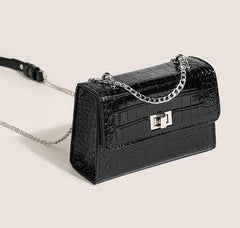 Mini Crocodile Embossed Crossbody Handbag with Buckle Twist