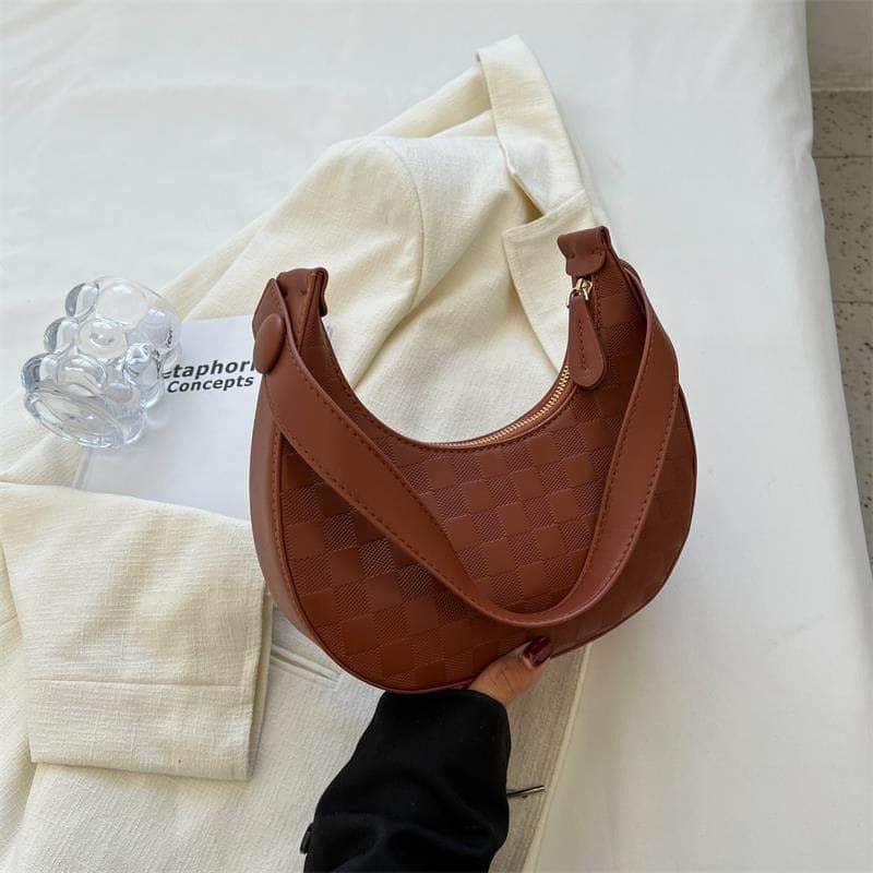 Mini Half-Moon Hobo Handbag Brown