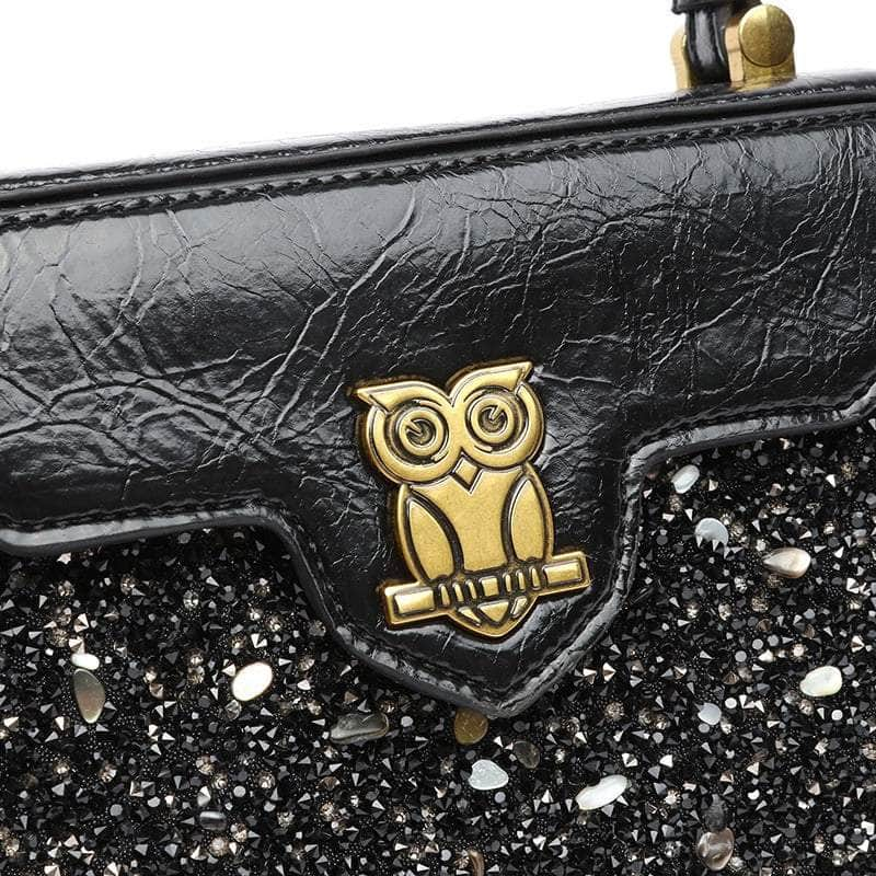 Mini Owl Decor Chain Flap Square Bag with Rhinestone