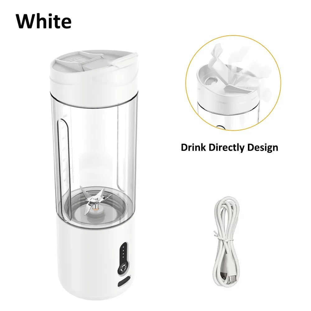 Mini Portable Electric Fruit Juicer: Rechargeable Smoothie Blender, Multifunctional Mixer White