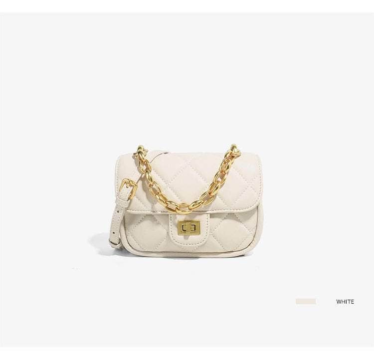 Mini Quilted Chain Shoulder Bag White