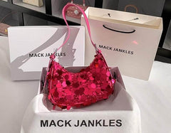 Mini Sequin Hobo Handbag Hot Pink