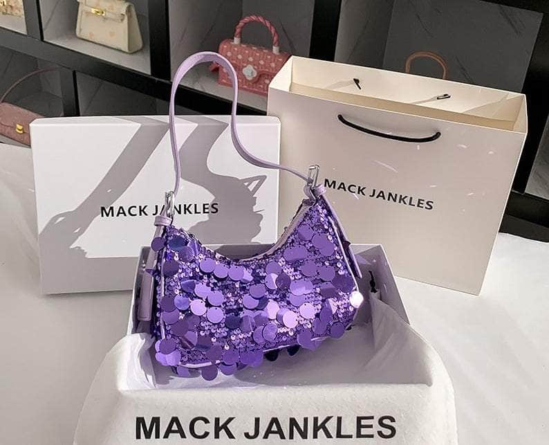 Mini Sequin Hobo Handbag Purple