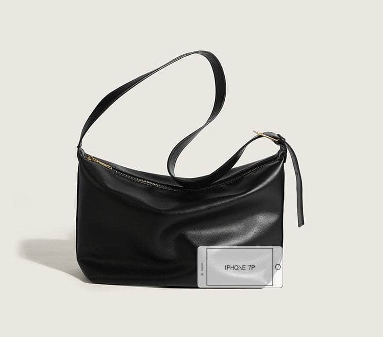 Minimalistic Leather Handbag with Bucket Tote Design Black