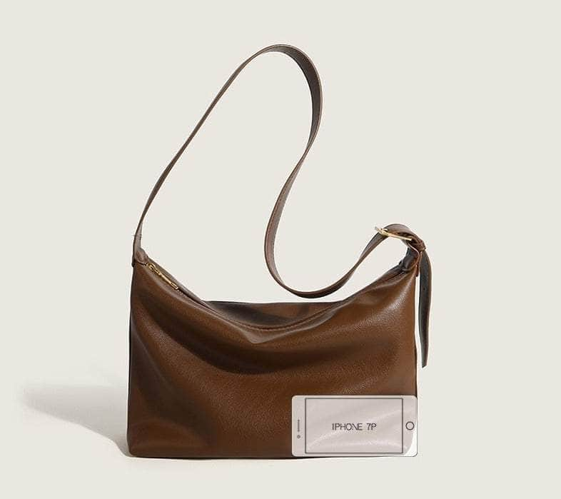 Minimalistic Leather Handbag with Bucket Tote Design Coffee