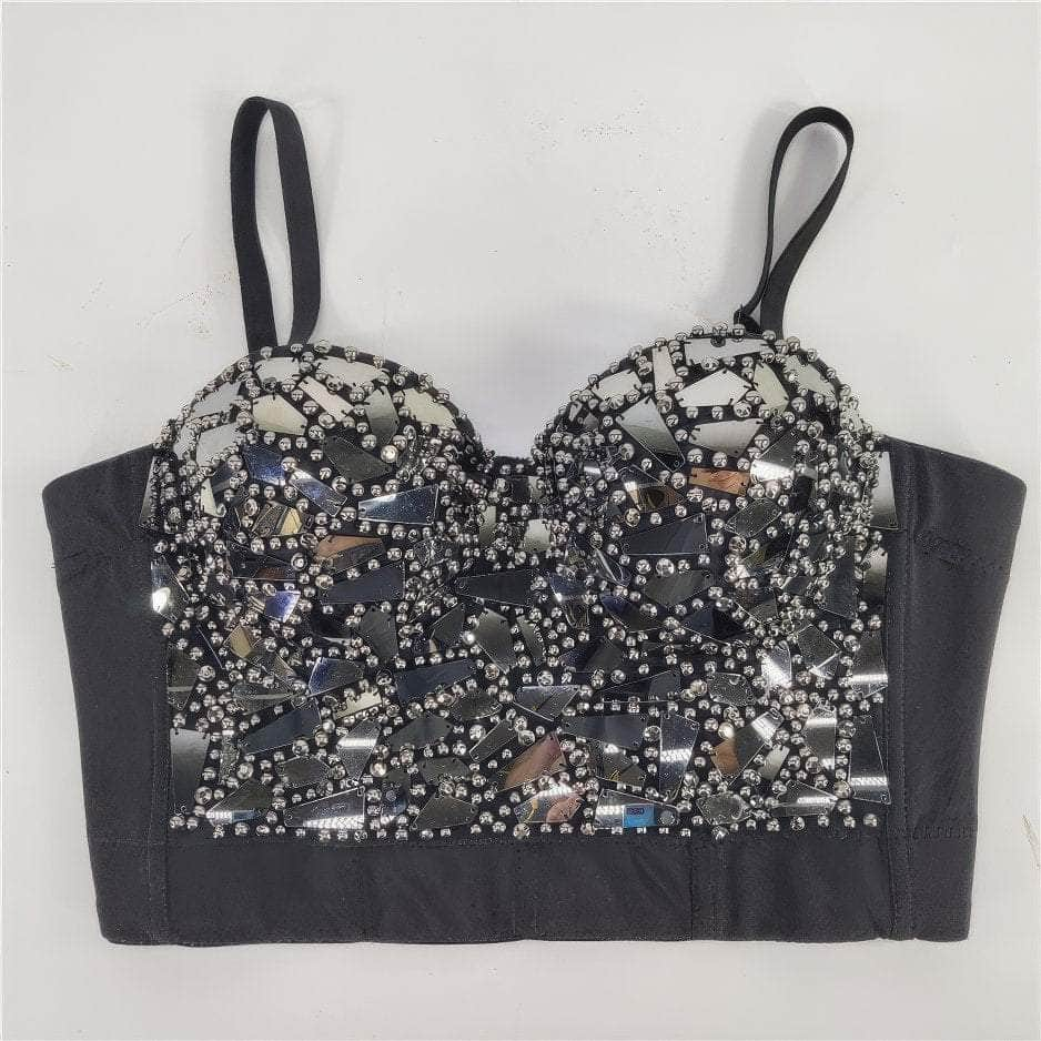 Mirrored Vintage Pearl Full Decor Cami Bralette